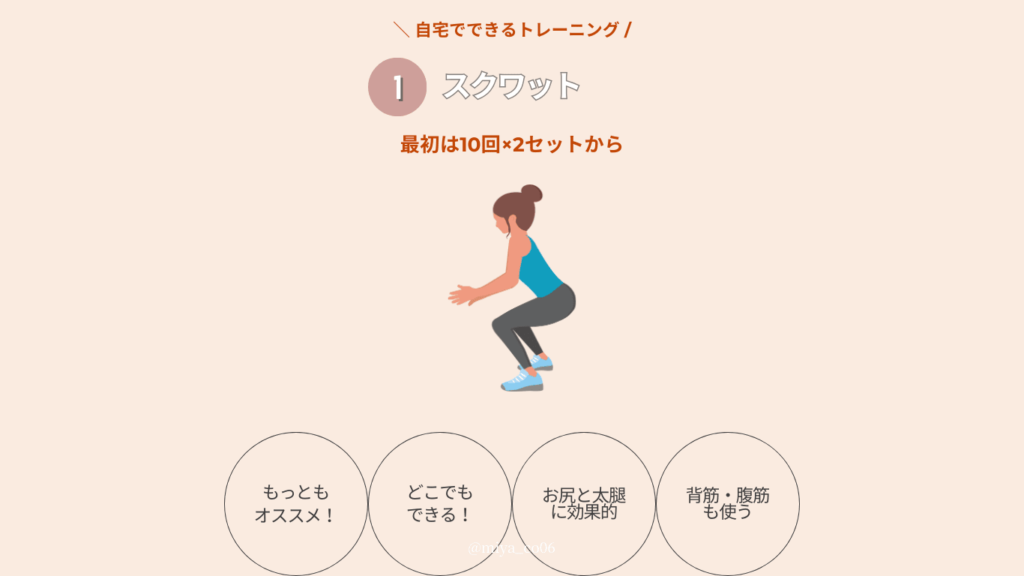 代謝をアップするスクワットのイラスト